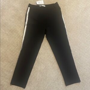 Black and White Trousers with Sporty Side Stripes